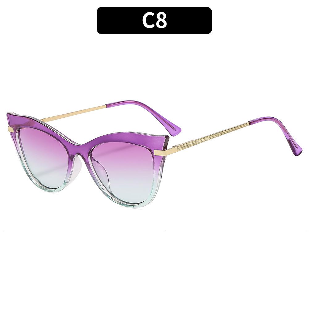 

Cat Eye Sunglasses with UV400 Protection Bold Geometric Frame for Stylish Women Trend Metal Spring Temple Colorful Sunglasses as pictures