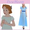 Enchanting Blue Long Dress Fairytale Peter Pan Wendy Darling Costume For Adults