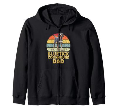 Bluetick Coonhound Dog Dad Retro Funny Dog Lover/Owner Zip-Up Hoodie