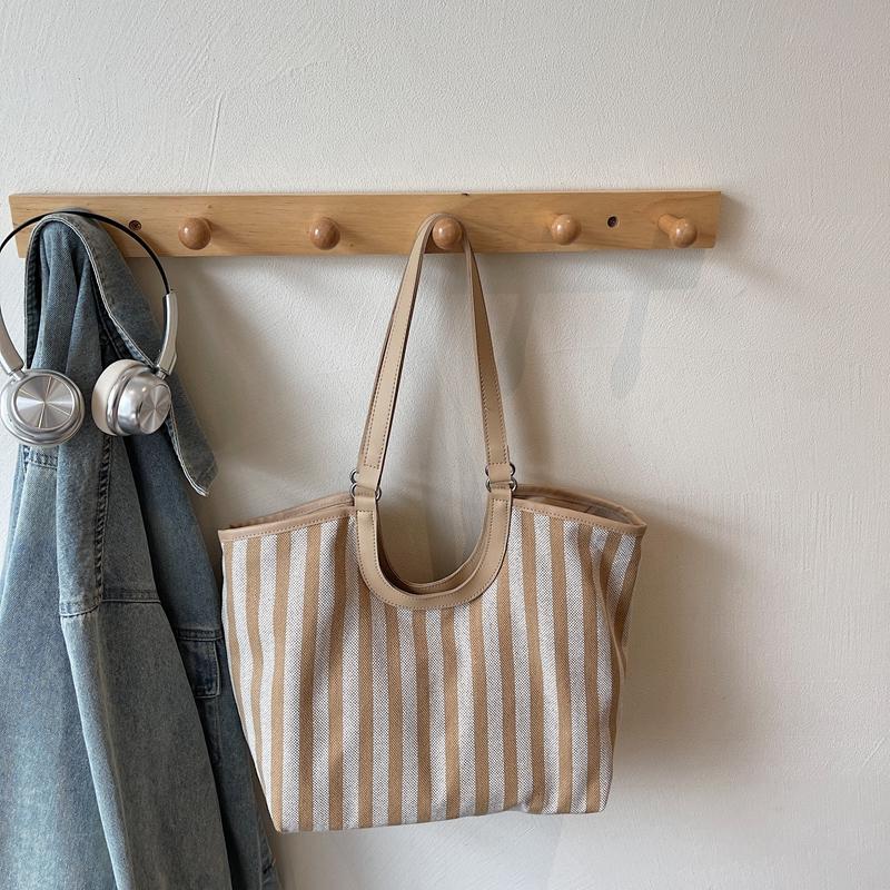 Vintage Handbag Striped Bag Women's Large Capacity Shoulder Bag