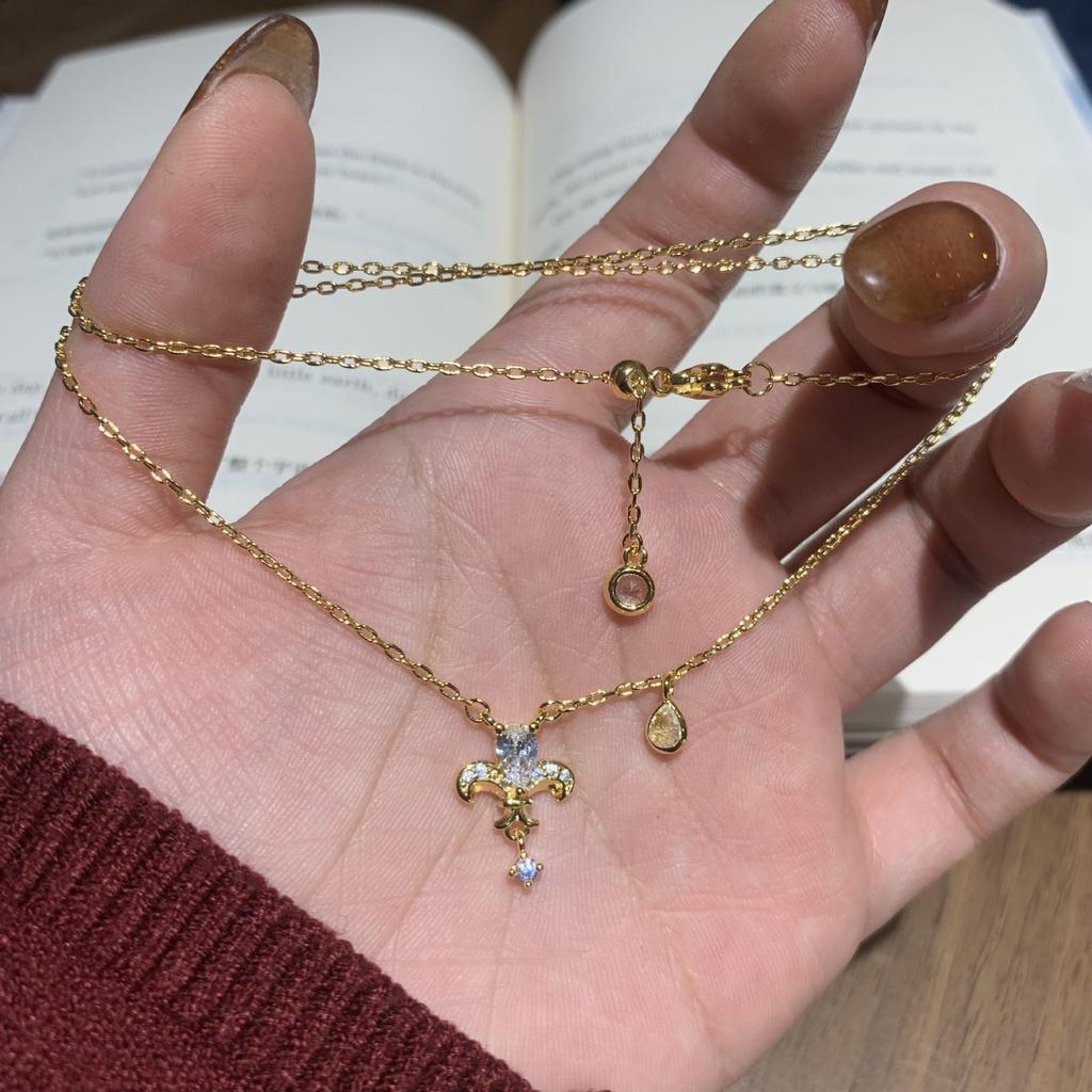 Medieval High Carbon Diamond Iris Necklace Female Niche Design Push-Pull Retractable Collarbone Chain High-End Accessories