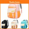 Letter Print Xsyp Backpack With Color Blocking Design For School Travel Use