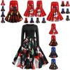 Elegant Women Long Sleeve Christmas Costume Dress In Vintage Santa Style