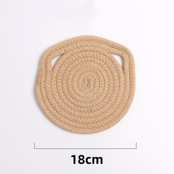 Hand-woven Cat Ear Coasters Creative Heat Insulation Non-slip Anti-scald Mat Japanese Simple Placemats Kitchen Useful Novelties