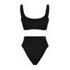 Schwarzes Bikini-Set mit hoher Taille und hohem Bein/Hohlbein Tbess22bt0010