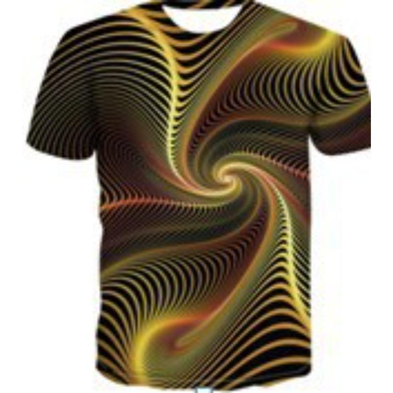 Casual Men's 3D Vortex Printed Short Sleeved Men's Summer 3D T-shirt