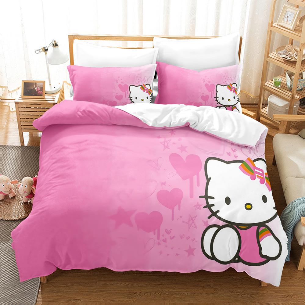 Sanrio Hello Kitty Bedding Sets Comforter Quilt Bed Cover Duvet Cover Pillow Case 2-3 Pieces Sets Bedroom Decor Home Supplies