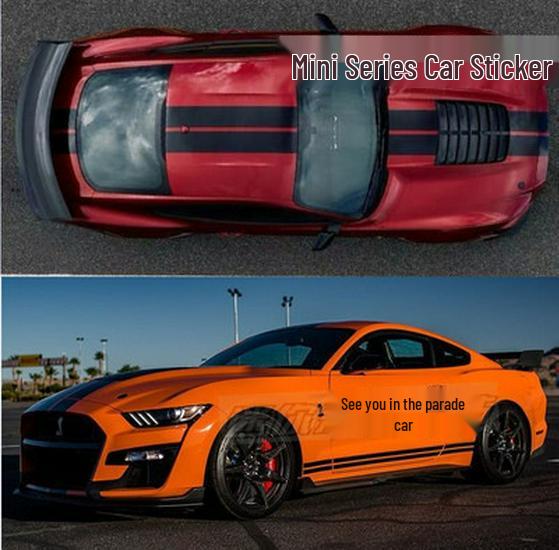 Ford Mustang GT Racing Stripes: Side Skirt and Hood Decals for Modified Cars