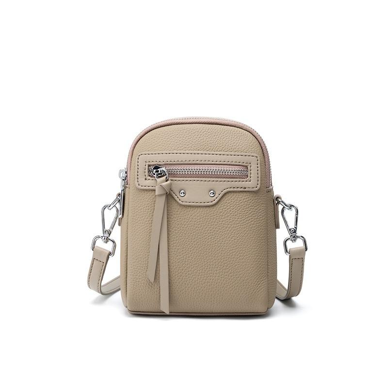 The First Layer of Cowhide, High-end Versatile Single Shoulder Messenger Bag, Small Bag for Mobile Phones, Women's New Leather Mobile Phone Bag.