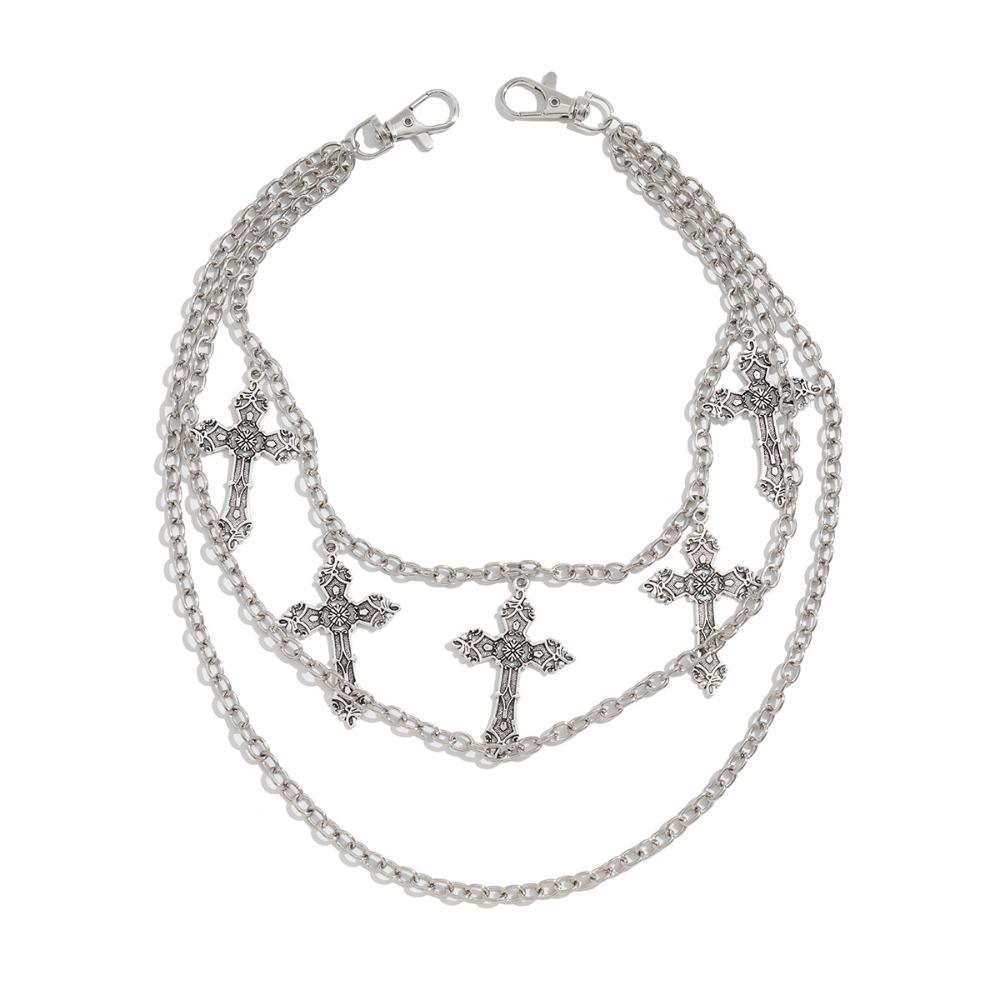 Tassel Punk Belt Chain Zinc Zinc Zinc Alloy Tassel Jeans Chain Retro Cross Waist Chain  Female