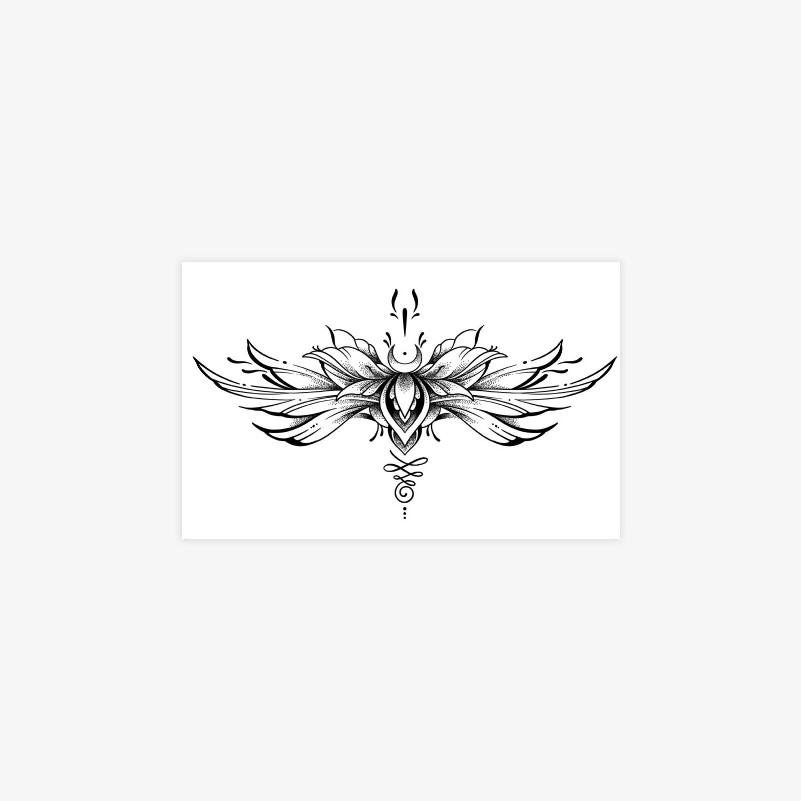 

Dark Personality Tattoo Sticker Waterproof Female Lasting Flower Wings Totem Waist Belly Tattoo Sticker 19*12