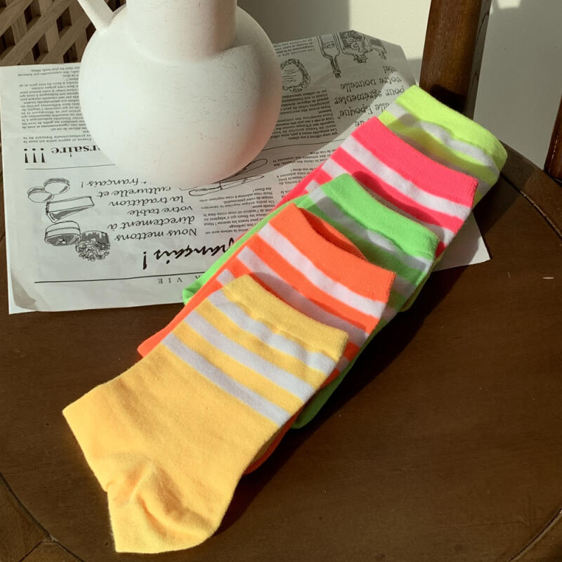 [10-Pair Set] Women's Point Neon Mid-Calf Socks
