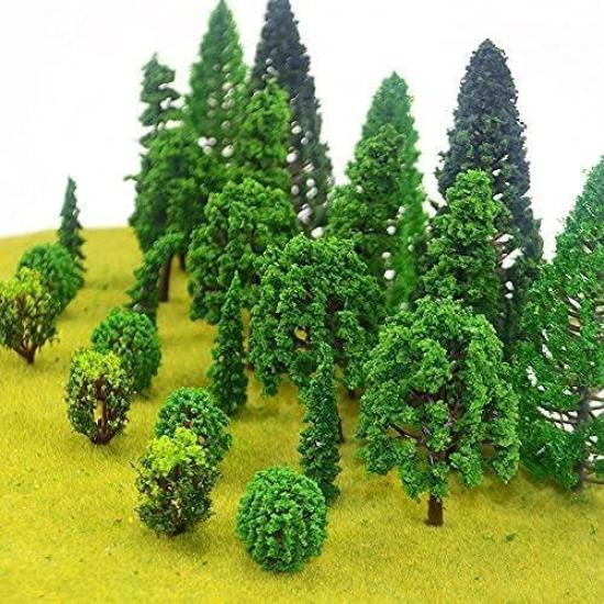 Forest Model 55 Diorama 9 Sizes for N Gauge and Buildings Model Trees, Pieces, Kit, 3-7cm, Mixed, Dioramas, Railways, (55 Pieces, A)