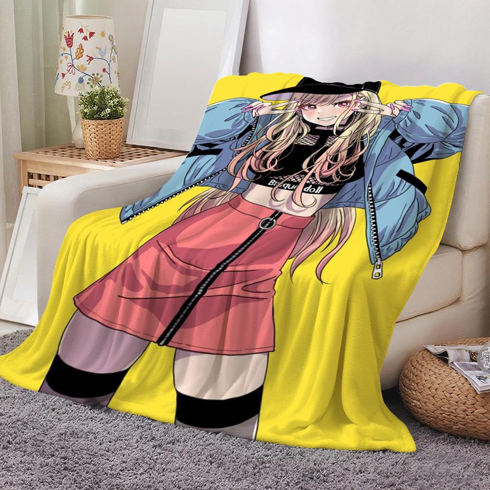 Anime Kitagawa Marin Kuscheldecke Flanell: Weiches, kinderfreundliches, warmes, antistatisches, waschbares Ganzjahres-Schlafsofa für Zuhause