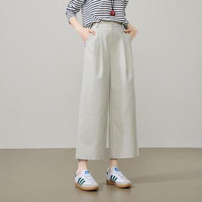 Pantaloni larghi cropped ESE-Y da donna resistenti alle pieghe
