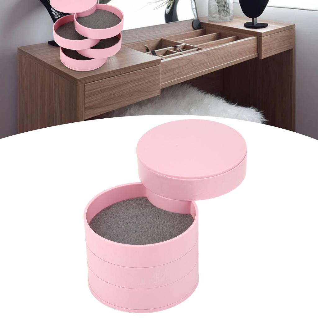Rotatable Jewelry   4 Layers 360 Degree Rotation Dustproof Round Jewelry Box with Lid for   Household