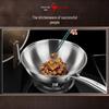Food-Grade 304/316L Stainless Steel Induction Wok, Non-Stick, Round Bottom, No Coating