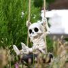 Skeleton Garden Statues Small Landscape Decoration Sculpture Hangable Garden Skeleton Tire Swing Sculpture For Halloween Indoor