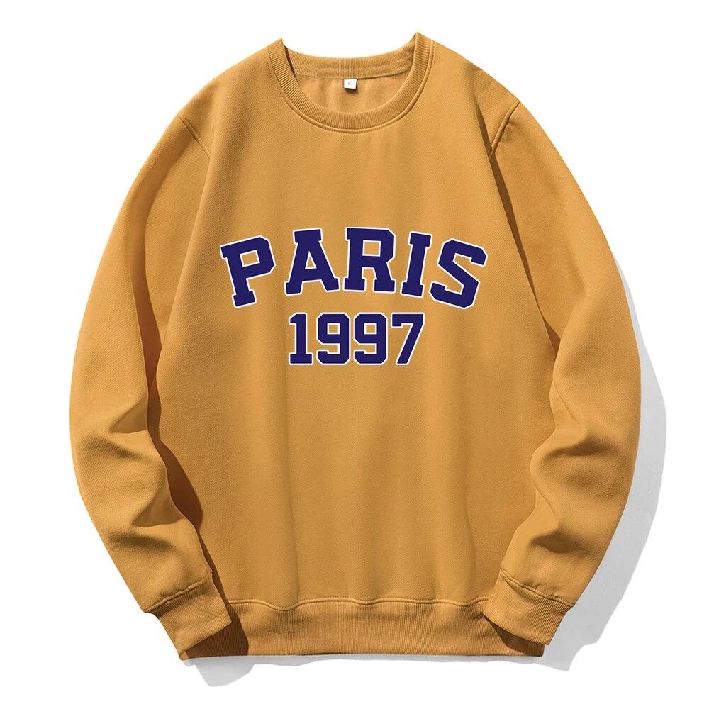 Paris 1997 Street City Hanorac imprimate cu litere unisex Moda noutate Hanorac clasic Trend Haine largi oversize fleece