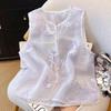 Summer Thin Sleeveless Vest Vest 2025 Vintage Vest Embroidered Top Premium