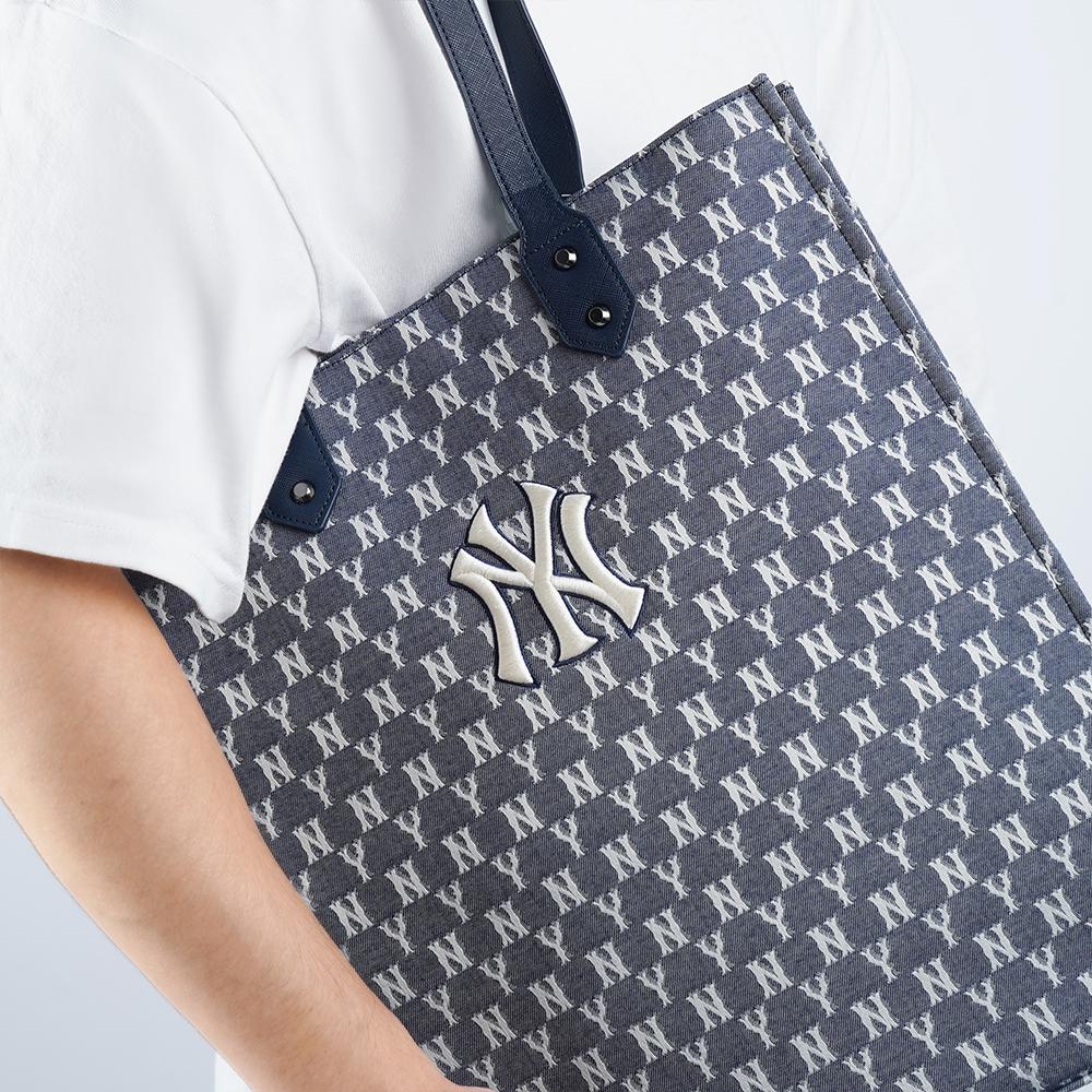 New MLB Monogram Collection Polyester Tote Bag, Shopping Bag, Combo Bag, One Shoulder Handbag Tubas Unisex Blue 3AORL031N-50NYS