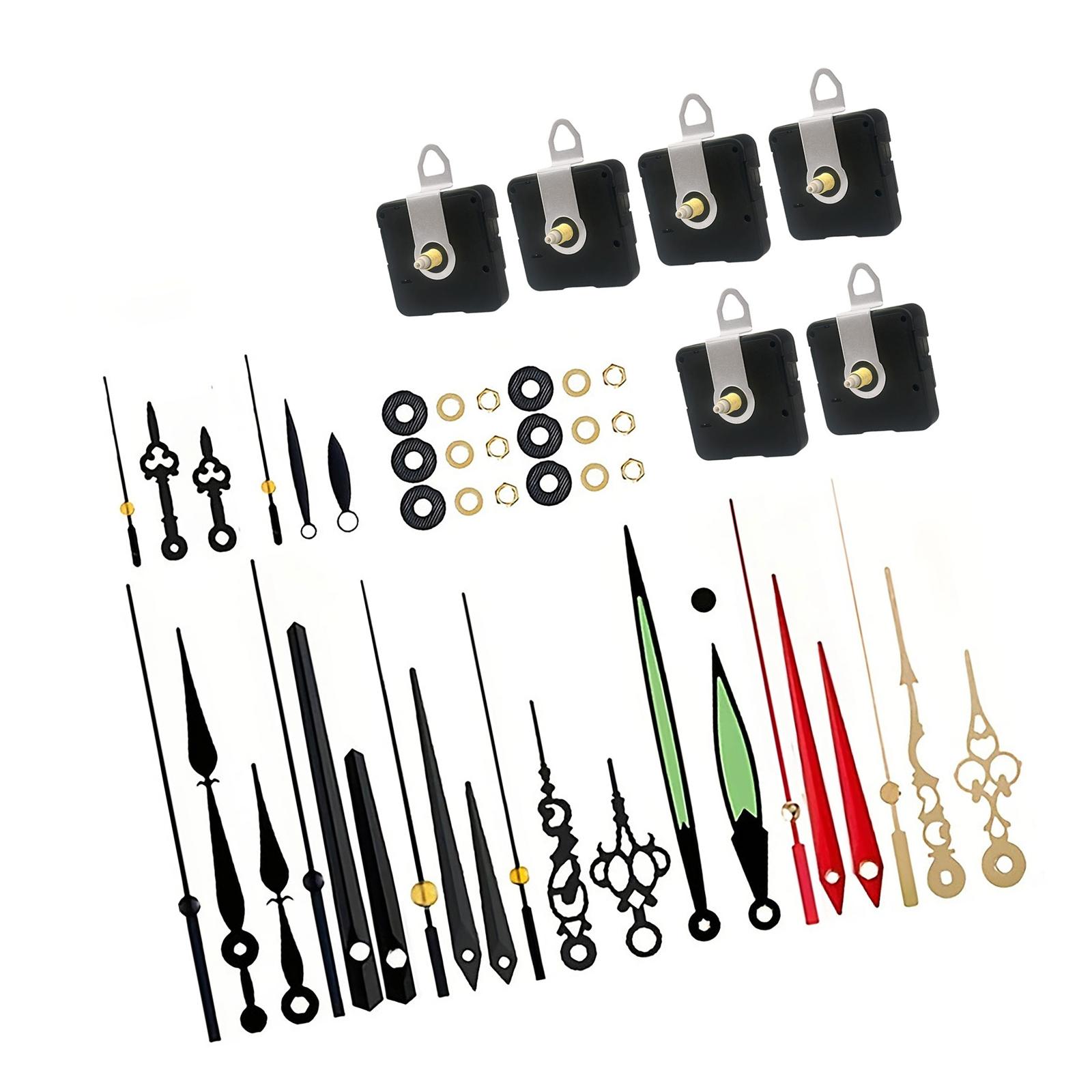 

6 штук Тихий кварцевый часовой механизм Механизм Комплекты запасных частей с ассортиментом стрелок для ремонта своими руками и домашнего декора