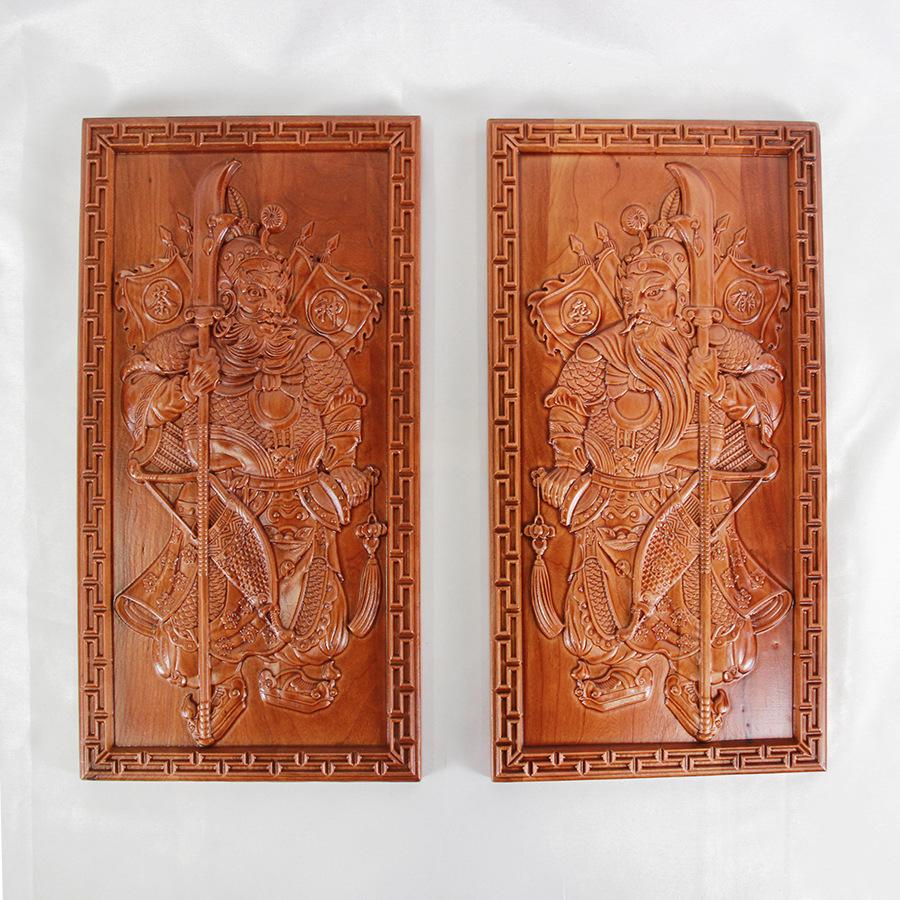 Peach Wood Door Gods Carving Pendant Ornament - Shen Tu Yu Lei Home Decoration Handicraft