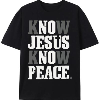2025 Zomer Ken Jezus Ken Vrede T-shirt Geloof in God Christus Christelijk Religieus T-shirt Bedrukt Heren Top met Korte Mouwen