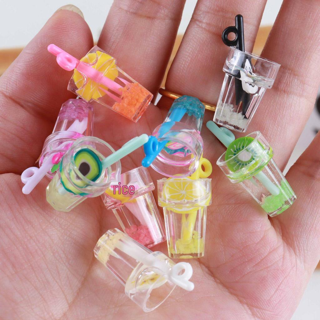 Miniature Fruit Drink Cup Earrings & Keychain Pendant