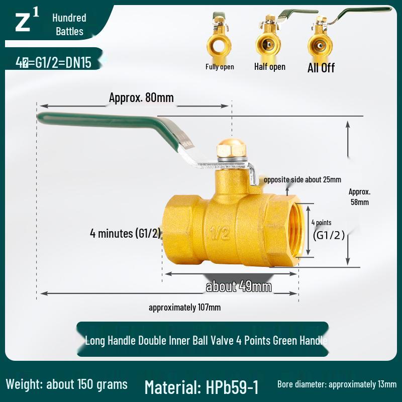 4-6 Point Copper Ball Valve: Internal/External Thread, Straight-Through Water Switch