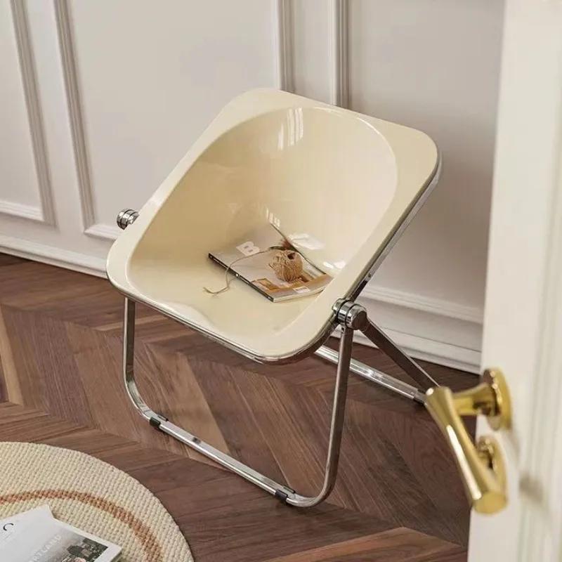 Creative Living Room Chairs Simple Folding Modern Portable Chairs Bedroom Metal Bench Legs Acrylic Vanity Chair Stool Home Furn