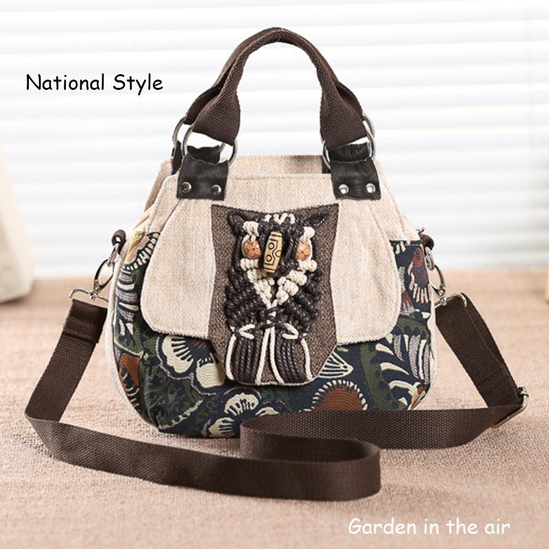 2024 New Vintage Messenger Handbag Ladies Large Capacity Crossbody Tote Bags Women Chinese National Style Canvas Shoulder Bag