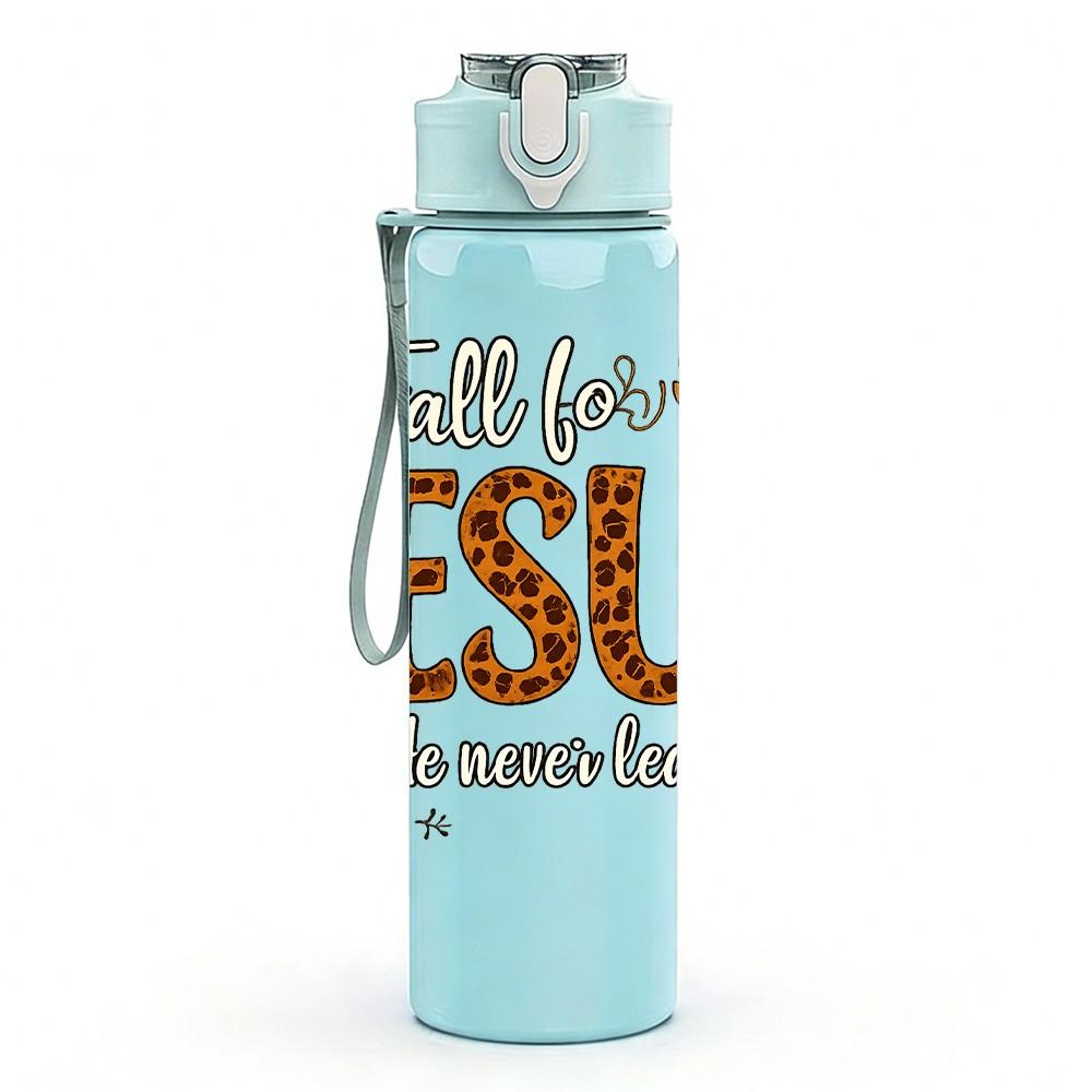 1PC Thankful Jesus Pumpkin Letter 750ml Color Plastic Sports Water Bottle Leakproof Flip Straw Lid Suitable for Sports Office Home Use