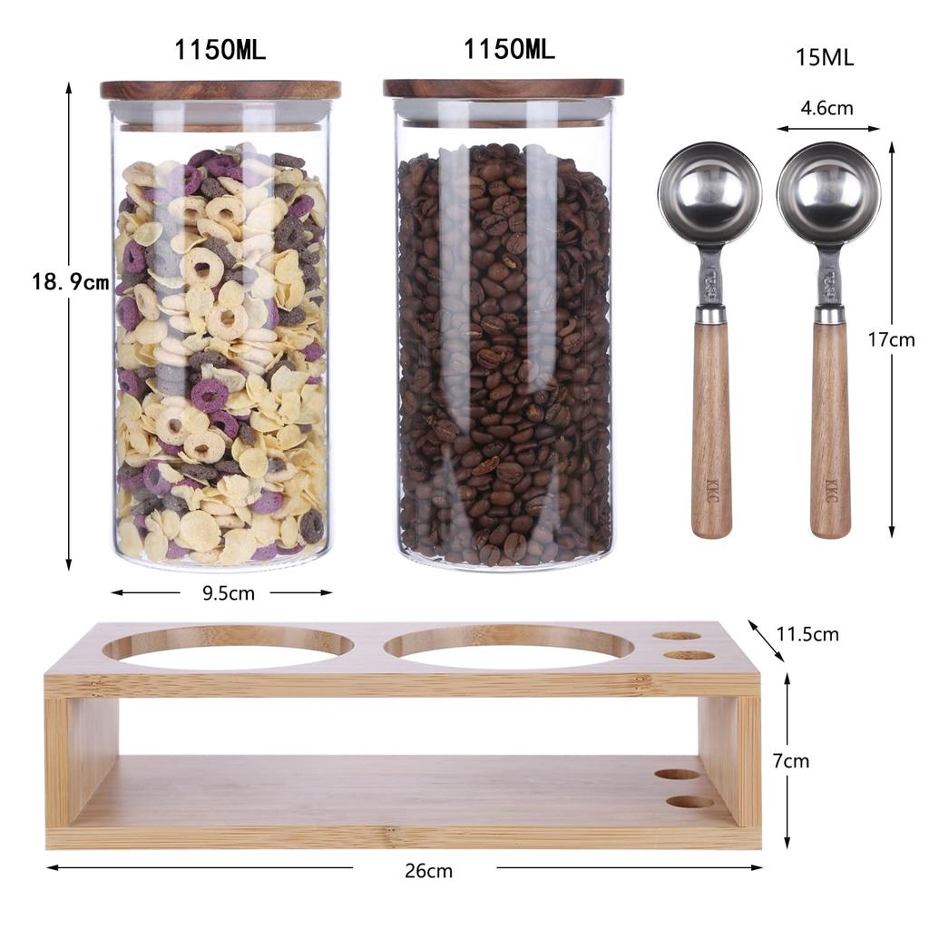 KKC Storage Coffee Bean Storage Storage Coffee Measuring Spoon Tea Leaf Pet Spice Set of 2 Bottle, Packing, Container, Can, Canister, Included,