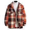 Men's Lapel Checkered Shirt Retro Brushed Casual Long-sleeved Jacket