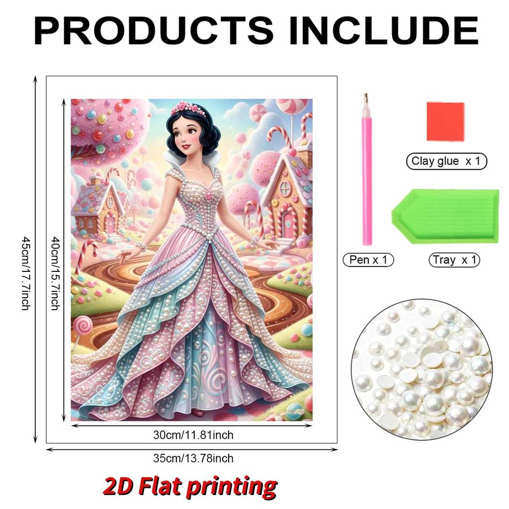 Candy House Snow White New Pearl-Inlaid Frameless Art | Handmade Pearl Craft, Candy House Lollipop Theme, for Sweet Fairy Tale Decor