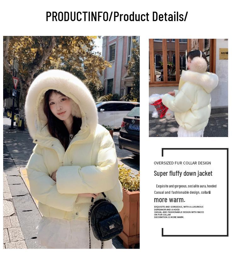 2025 Women's Petite Winter Down Jacket with Fox Fur Collar, 90% White Duck Down, Short & Thickened for Warmth
