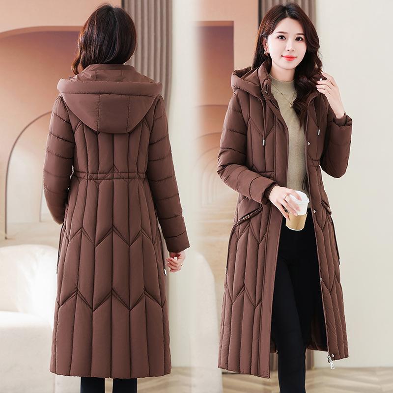 Winter 2025 new style down cotton coat women's long knee-length cotton-padded jacket thick figure-flattering cotton coat