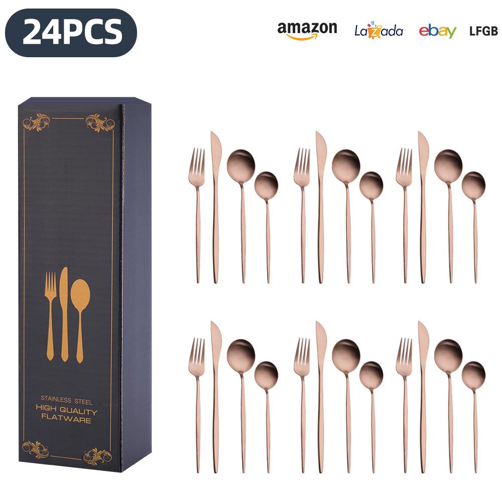 25 Years of New Stainless Steel Tableware Set, Tableware Portuguese Knives, Forks and Spoons 24-piece Gift Box Set