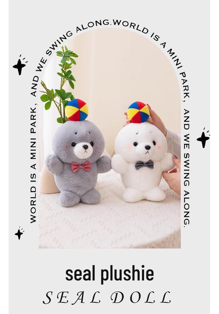 Cute Seal Plush Toy - Cartoon Animal Doll, Soft Bedtime Companion, Soothing Gift for Kids