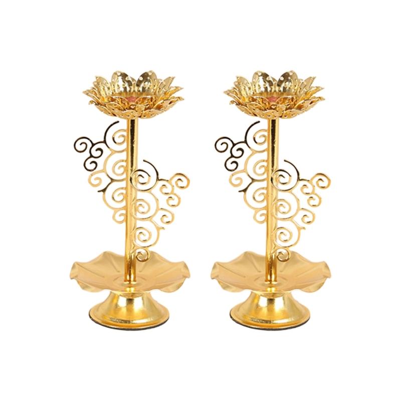 1 Paar Eisenlampe Zuhause Tisch Mittelstücke Lotus Schreibtisch Adventskerzenhalter Butterlampe Lotus Kerzenhalter