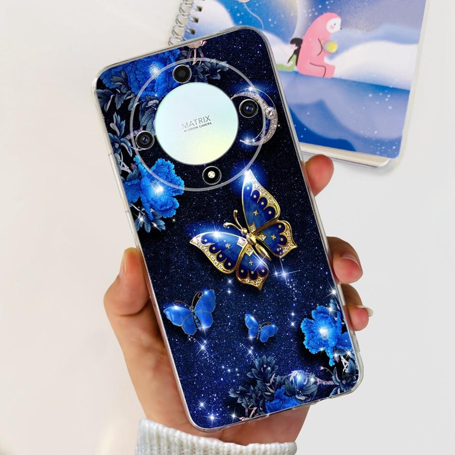 For Honor X9b 5G Case ALI-NX1 Cute Cat Butterfly Painted Cover Soft Silicone Phone Cases For Honor X9b X 9b HonorX9b Soft Fundas