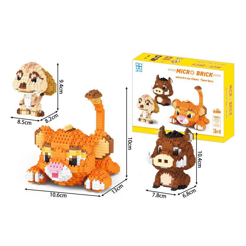 1856Pcs+ Cartoon Nano Blocks Lion Timon Pumbaa Figures Diamond 3D Model Micro Building Blocks for Adults Mini Bricks Mini Block