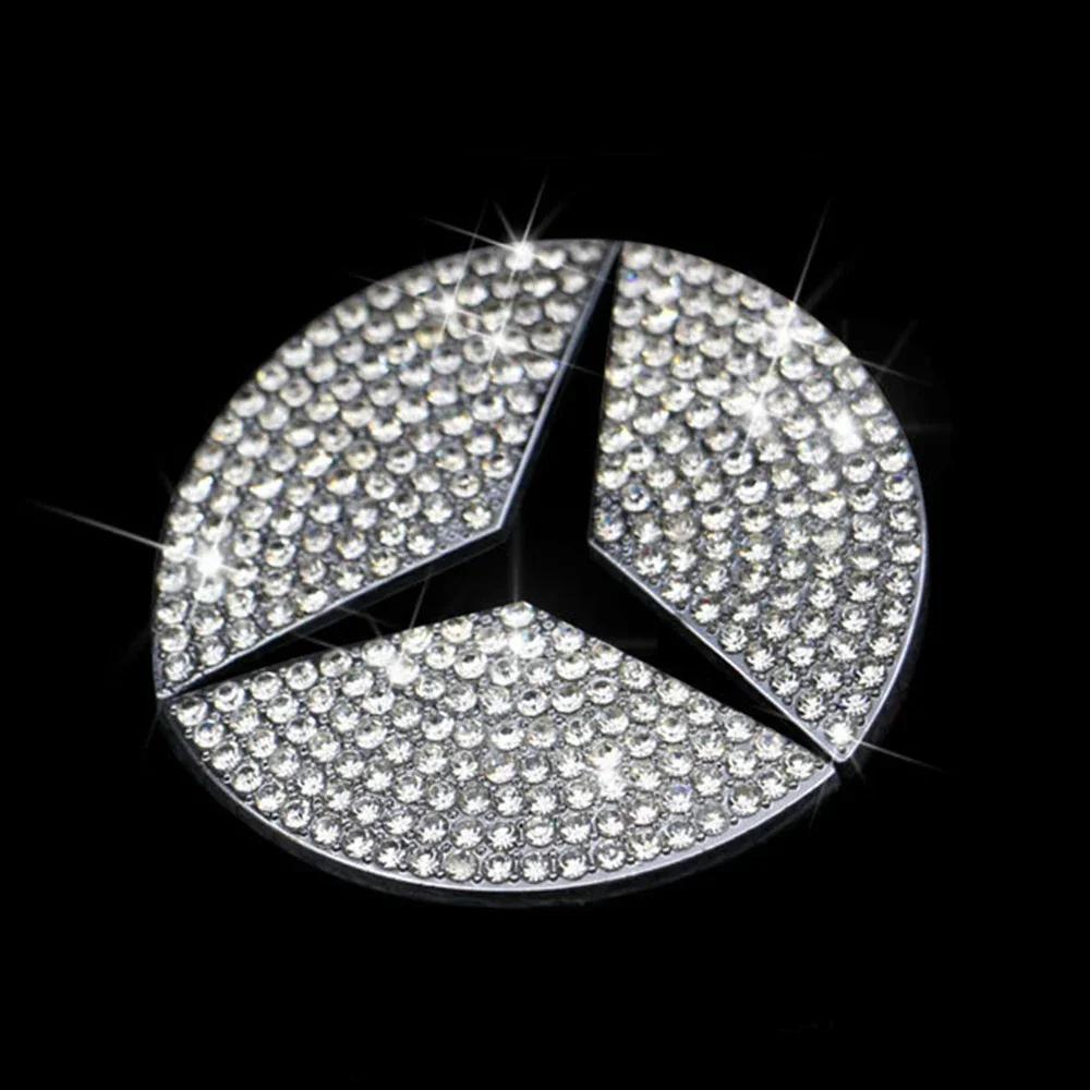 C200 E200 Nowy Do Mercedes Benz 45/49mm Kryształowy Diamentowy Naklejka Godło Na Kierownicę Samochodową Dla Mercedes Benz AMG A B C E S GLA CL