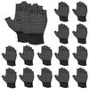 Heizi Fingerless Work Gardening Gloves Gloves, 15-Pair Set, Non-Slip Gloves, Breathable, Sweat-Absorbent, Stretchy, Sweat-Reducing, (Black)