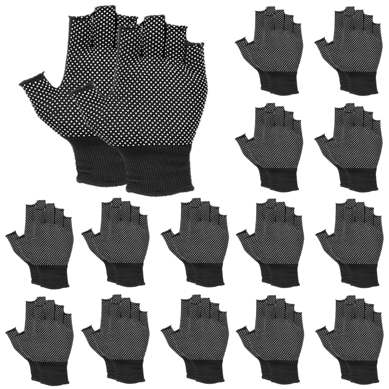 

Heizi Fingerless Work Gardening Gloves Gloves, 15-Pair Set, Non-Slip Gloves, Breathable, Sweat-Absorbent, Stretchy, Sweat-Reducing, (Black) чёрный