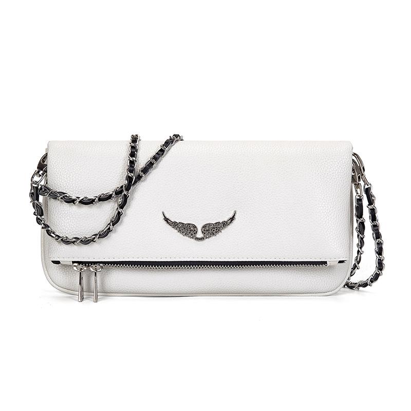 ZV French Exquisite Women's Winged Chain Crossbody Bag: Elegant Envelope Shoulder Bag for Ladies.