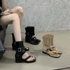 Leather Version~ 2025 European and American New Fashion Inner Height Increase Toe Sandals Slope Heel Roman Women's Cool Boots Casual Versatile