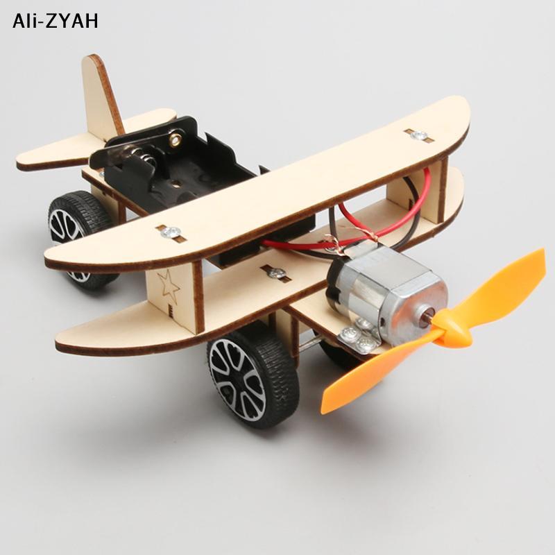 1 Set Wood Puzzle Games DIY Airplane Science Toys Children Educational STEM Kits Technologia Experimental Tool School Supply