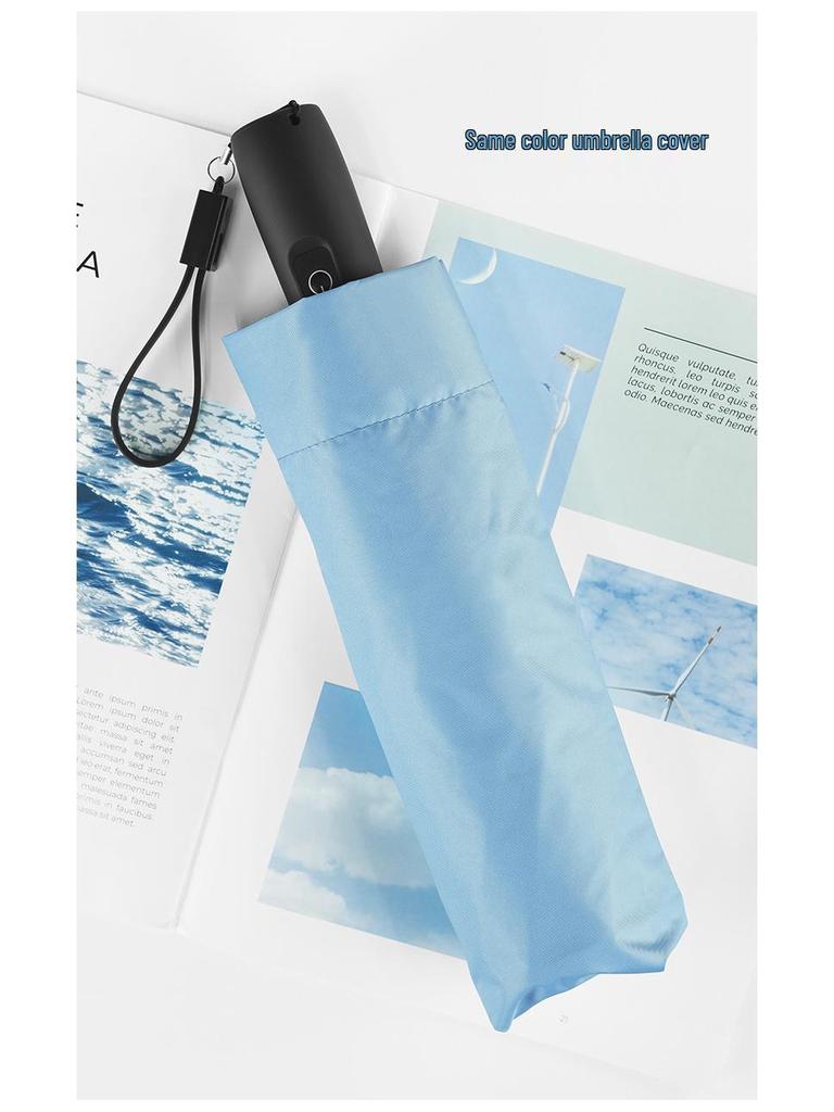 Men's High-End Folding Umbrella with Cooling Fan, Charging Sunscreen, Sunshade, and Rain Protection.